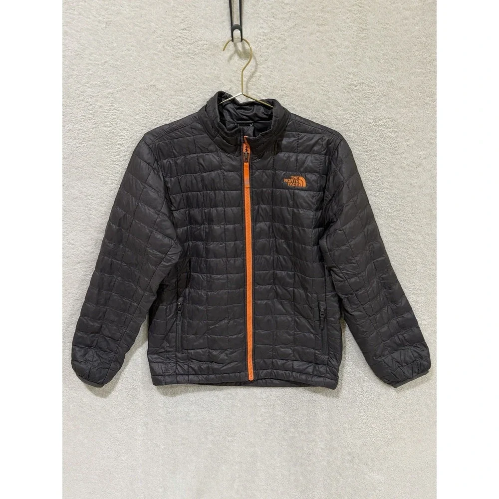 North Face Jacket Boys Large 14/16 Gray Orange  Thermoball Quilted Puffer‎